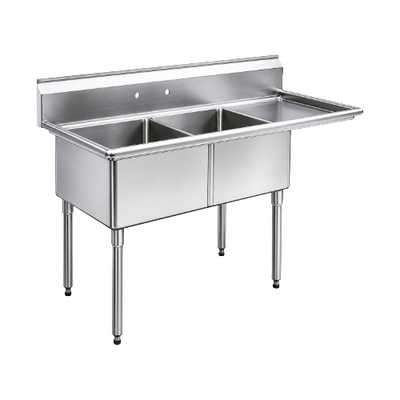 EFI SI824-2R-DW 30" X 24" X 14" Center Drain Two Compartment Dishwasher Sink With Right Drain Board