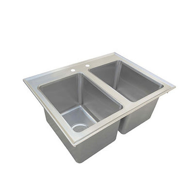 EFI SIHD819-10-2 25" x 19" Double Deck Mounted Drop-In Sink - 10" Deep