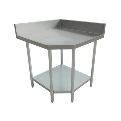 EFI TBC2424 24″ x 24″ 18 Gauge Stainless Steel Corner Work Table With 4″ Back Splash