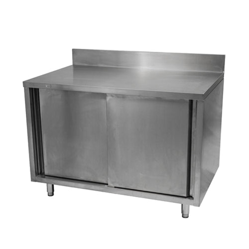 EFI TECB3060 30″ x 60″ 18 Gauge Stainless Steel Work Table With Cabinet Base With 4″ Back Splash