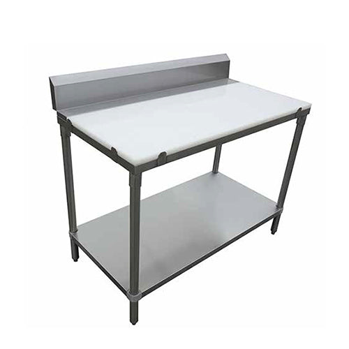 EFI TPB2484 24" x 72" 18 Gauge Stainless Steel Polyboard Work Table With 6" Back Splash