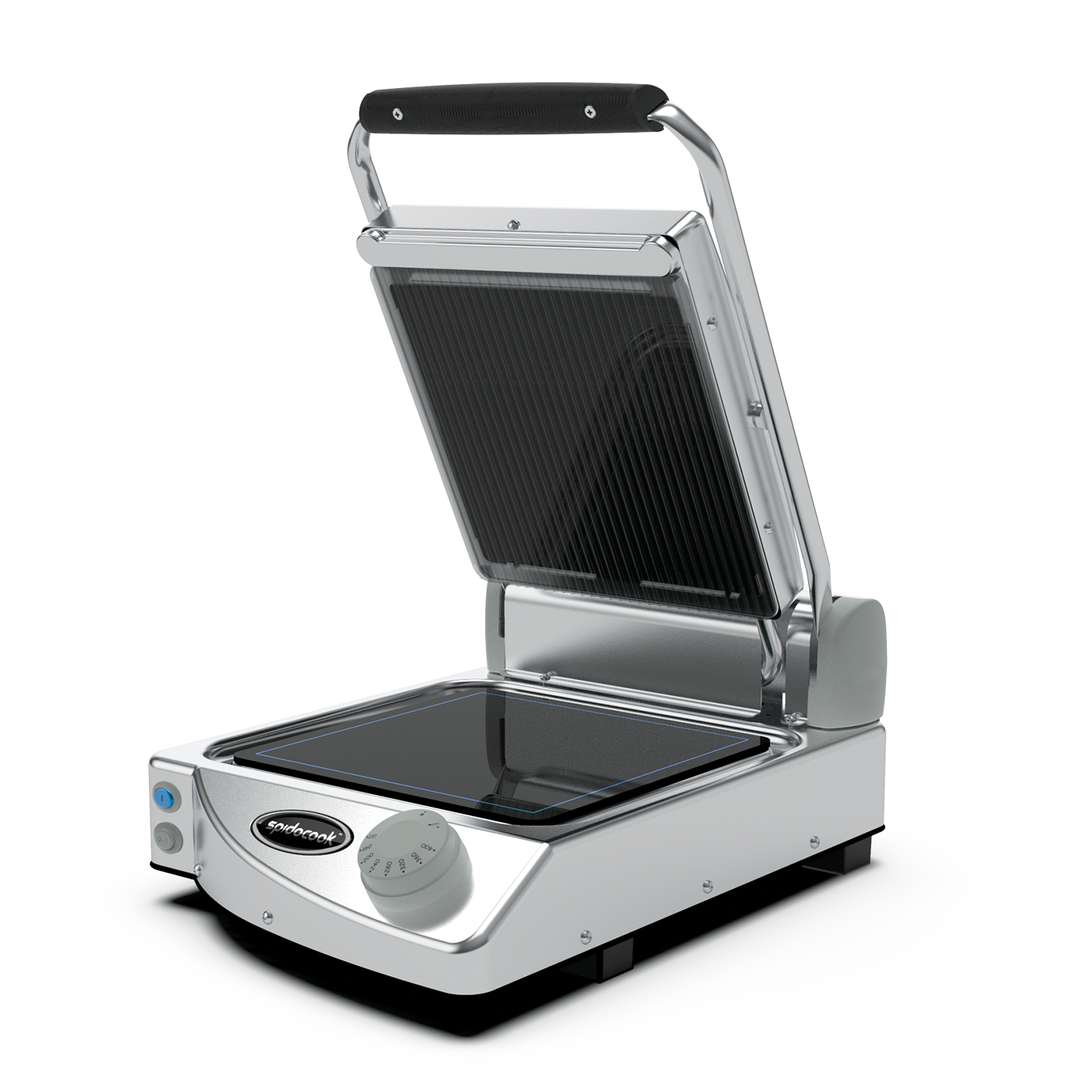 Eurodib SAP010R 13" Single Contact Panini Grill With Grooved Top & Smooth Glass Bottom