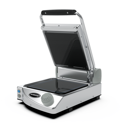 Eurodib SAP010R 13" Single Contact Panini Grill With Grooved Top & Smooth Glass Bottom
