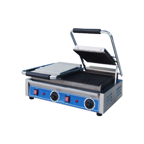 Globe GPGDUE10-C 18" Double With Grooved Top and Bottom Plate Sandwich Grill