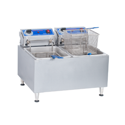 Globe Chefmate PF32E-C 32 Lb Dual Tank Countertop Electric Fryer - 208-240V