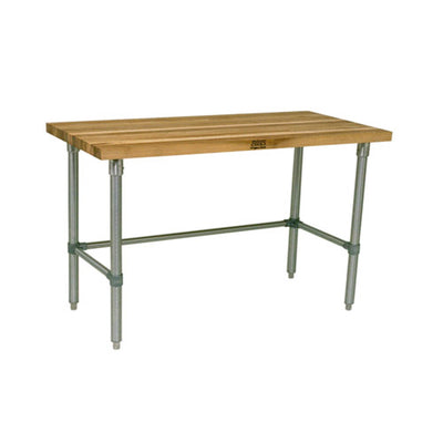 John Boos JNB10 30" x 72" Wood Top Work Table with Bracing - 1 1/2" Thick
