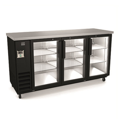 Kelvinator KCHBB72G 73″ 3 Door Glass Back Bar Refrigerator