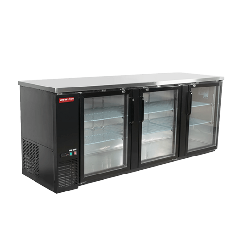 New Air NBB-90-SG 90" 3 Door Glass Back Bar Refrigerator