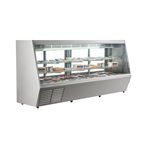 New Air NDDC-119-GC 119" Angled Glass 2 Door Floor Refrigerated Deli Case