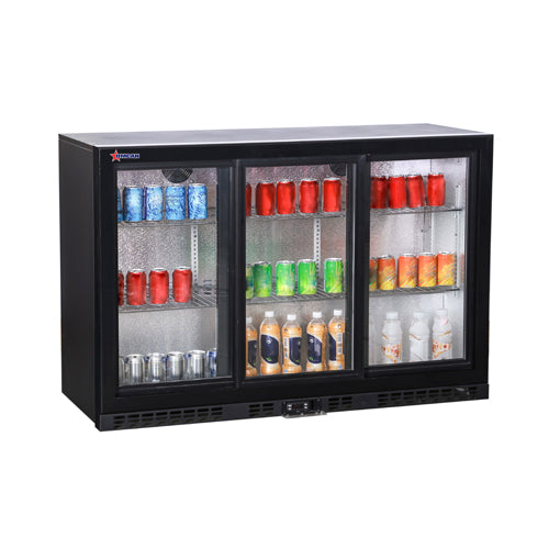 Omcan BB-CN-350S 53" 3 Sliding Door Glass Back Bar Refrigerator