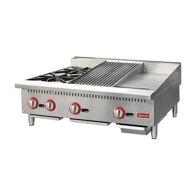 Omcan CE-CN-12H12C12G 36" Propane/Natural Gas Combination Charbroiler