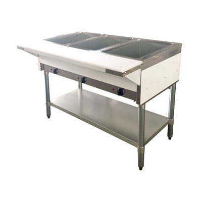 Omcan FW-CN-0003-H 3 Pan Electric Hot Food Table with Cutting Board - 208 Volts
