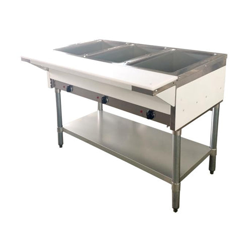 Omcan FW-CN-0003-LP 3 Pan Propane Gas Hot Food Table with Cutting Board