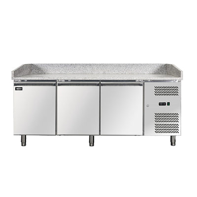Omcan PT-CN-0580 80" Granite Top 3 Door Pizza Prep Refrigerator