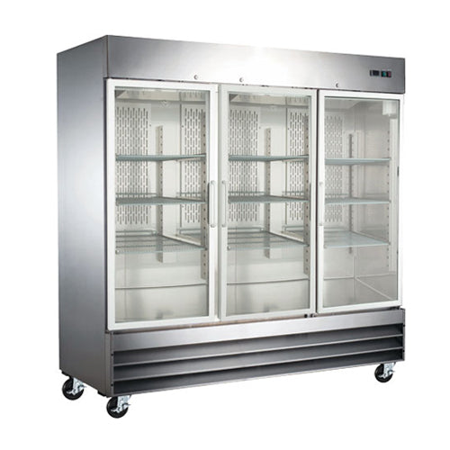 Omcan RE-CN-0067-G-HC 3 Door Glass Reach-In-Refrigerator