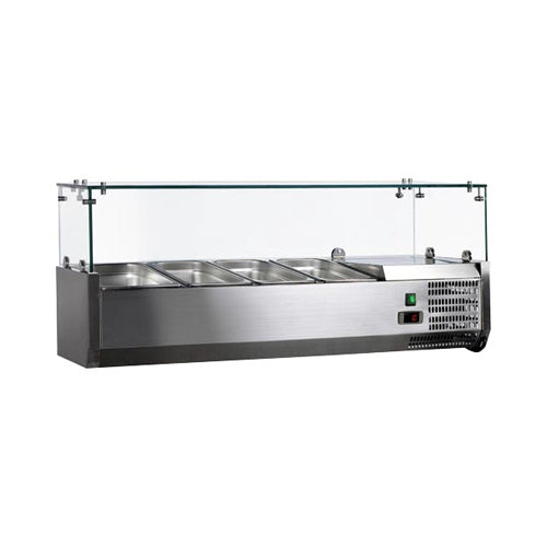 Omcan RS-CN-0004-P 47" Refrigerated Countertop Condiment Station with Glass Guard