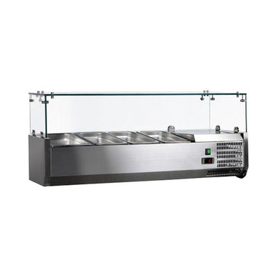 Omcan RS-CN-0004-P 47" Refrigerated Countertop Condiment Station with Glass Guard