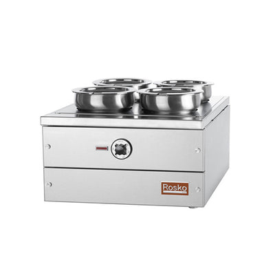 Rosko-RO-HDSCE-18-Countertop-Food-Warmer-Open-4Pots