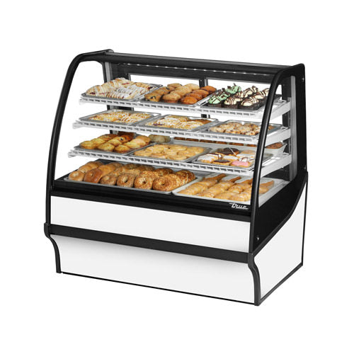 True TDM-DC-36-GE-W 36" White Curved Glass 2 Door Floor Dry Bakery Case