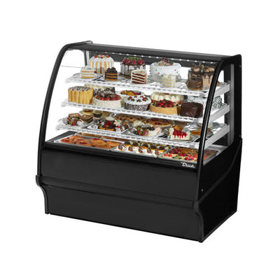 True TDM-R-59-GE-B 59" Black Curved Glass 2 Door Floor Refrigerated Bakery Case