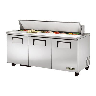 True TSSU-72-30M-B-ST-HC 72" 3 Door Mega Top Refrigerator