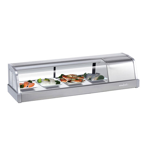 Turbo Air SAKURA-60-R 60" Self-Contained Curved Glass Refrigerated Sushi Case - Right Side Compressor