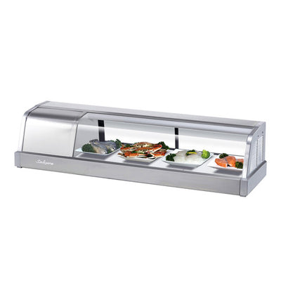 Turbo Air SAKURA-70-L 72" Self-Contained Curved Glass Refrigerated Sushi Case - Left Side Compressor