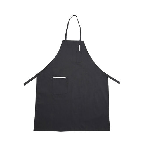 Winco BA-PBK Black Full Size Bib Apron With Pocket - 33"L x 26"W