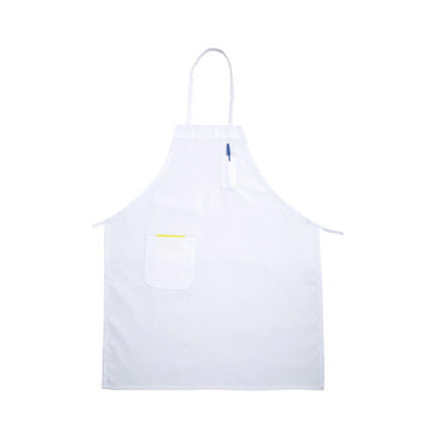 Winco BA-PWH White Full Size Bib Apron With Pocket - 33"L x 26"W