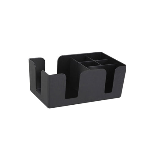Winco BC-6 6 Compartment Black Plastic Bar Caddy