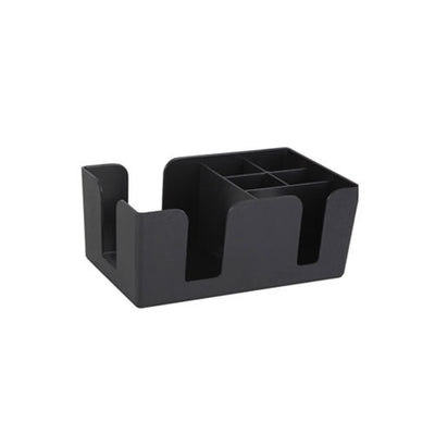 Winco BC-6 6 Compartment Black Plastic Bar Caddy