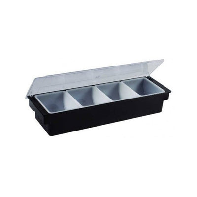 Winco CCH-4 4 Compartment Black Plastic Condiment Holder
