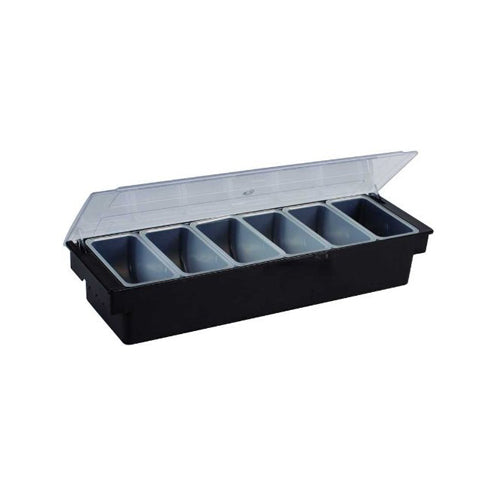 Winco CCH-6 6 Compartment Black Plastic Condiment Holder