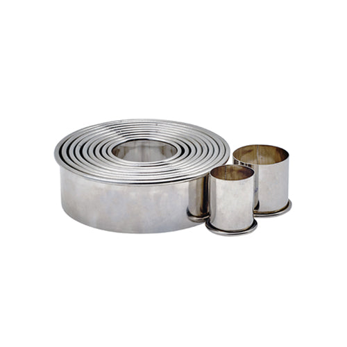 Winco CST-2 11-Piece Round Plain Stainless Steel Cookie Cutter Set