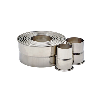 Winco CST-22 2" High 11-Piece Round Plain Stainless Steel Cookie Cutter Set