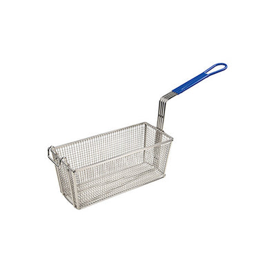 Winco FB-20 13 1/4" Rectangular Fry Basket With Blue Handle
