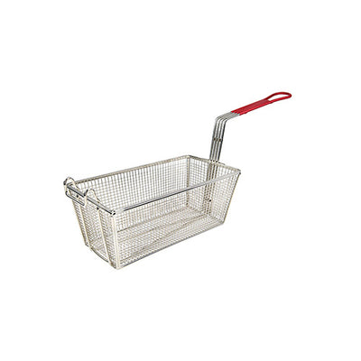 Winco FB-25 12 7/8" Rectangular Fry Basket With Red Handle