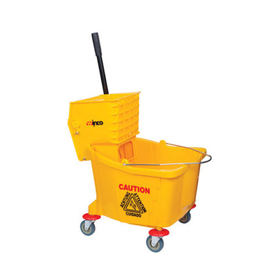 Winco MPB-36 36 Qt Yellow Mop Bucket & Wringer Combo