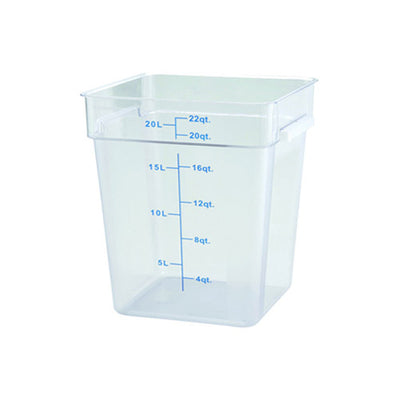 Winco PCSC-22C 22Qt Polycarbonate Clear Square Food Container