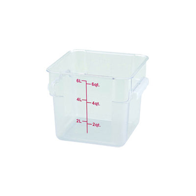 Winco PCSC-6C 6Qt Polycarbonate Clear Square Food Container