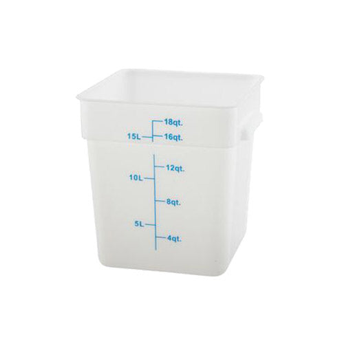 Winco PESC-18 18 Qt Polypropylene White Square Food Container