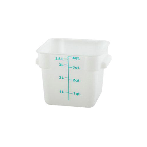Winco PESC-4 4 Qt Polypropylene White Square Food Container