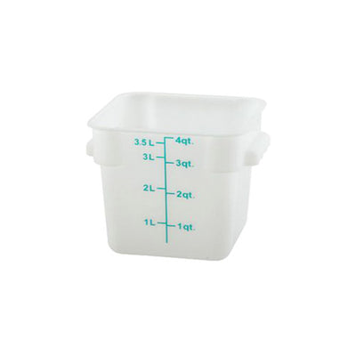Winco PESC-4 4 Qt Polypropylene White Square Food Container