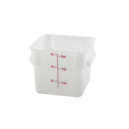 Winco PESC-6 6 Qt Polypropylene White Square Food Container