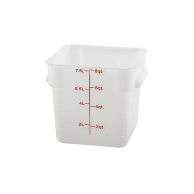 Winco PESC-8 8 Qt Polypropylene White Square Food Container