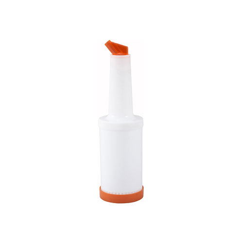 Winco PPB-1O 1 Qt Liquor Pour Bottle With Orange Spout and Cap