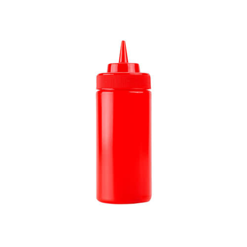 Winco PSB-24R 24 Oz Red Squeeze Bottle - 6 / Pack