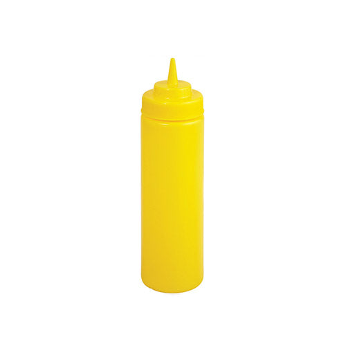 Winco PSW-12Y 12 Oz Yellow Wide Mouth Squeeze Bottle – 6 / Pack