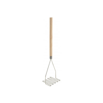 Winco PTM-18S 17 3/4" Square Potato Masher with Wooden Handle