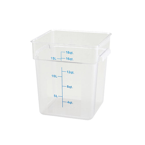 Winco PTSC-18 18 Qt Polypropylene Clear Square Food Container